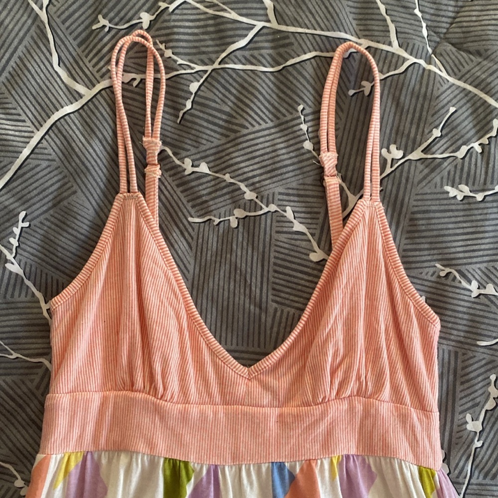 Pastel Geometric Pattern Spaghetti Strap Dress - image 2